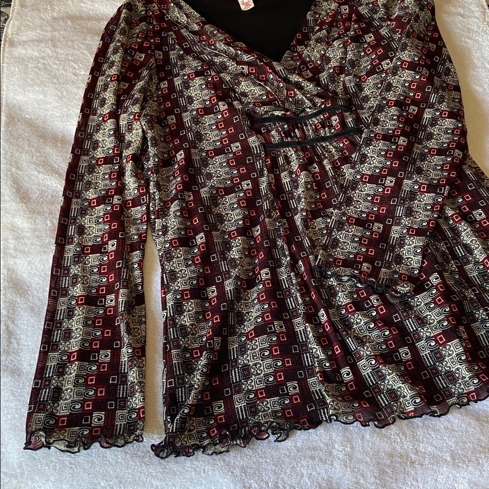Tapemeasure Patterned Long Sleeve Top Size L